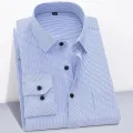 Branded Cotton Shirts for Men Long Sleeve Striped Shirt Male Shirt Business Casual Red Gray Blue Orange New Regular Fit. 