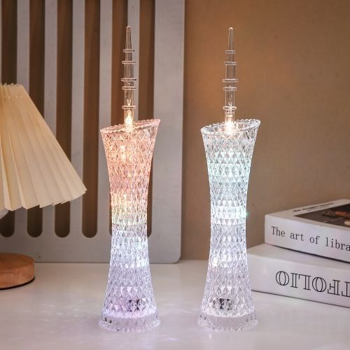 Canton Tower Small Waist LED Night Light Handicraft Ornaments 6.5 x 19cm(Colorful Light)