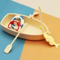 Funny Plastic Fishing Boat Model Mini Simulated Dollhouse Ornaments Bagged Miniature Fishing Boat Set Children.