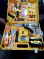 Dewalt and Superstar china lot Cordless drill machine set with full tool kit and hammer includes all drivers and all tools with two batteries. 