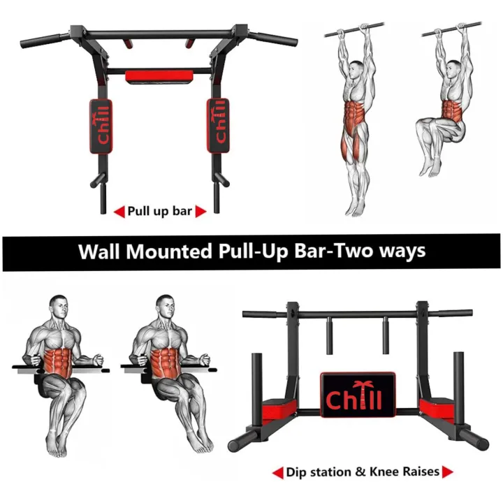 CHILL%20FITNESS%202%20in%201%20Pull%20Up%20Bars%20Dips%20Bar%20Ultimate%20Ultimate%20Body%20Press%20Wall%20Mounted%20Pull%20Up%20Bar%20/%20Dips%20Bar%206%20-%20Grips%20Heavy%20Duty%20Wall%20Mounted%20Pull%20Up%20and%20Chin%20Up%20Bar%20for%20Home%20Exercise,%20Fully%20Steel%20with%20Rubber%20Handle%20fitness%20training%20-%20Image%204