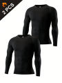 Stay Active and Comfortable with Men's Compression Shirts - Long Sleeve Athletic Workout Tops and Base Layers!.
