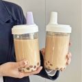 500/850ml Water Bottles Straw Cup Juice Milk Plastic Cup with Lid Straw Bubble Tea Coffee Cups Large Capacity Drinkware.