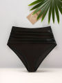 Summer  Women Bikini Bottoms High Waisted Ruched Swimwear Bottoms Beach Shorts For Vacation Party Swimming Bathing Suit. 