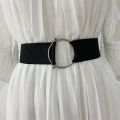 Women Elastic Band Wide Belts Simple Down Coat Waist Belt Female Buckle Black Strap Dress Decoration Accessories Leather Belt. 