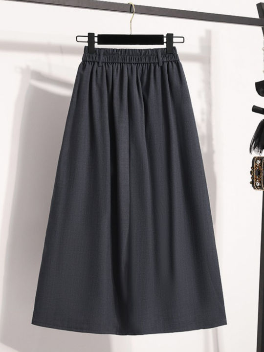 2026%20Plus%20Size%20Skirts%20Solid%20Versatile%20Medium%20Length%20Pleated%20Skirt%20A-Line%20Maxi%20Gown%20Spring%20Autumn%20New%20Half-length%20Umbrella%20Skirt%20-%20Image%205