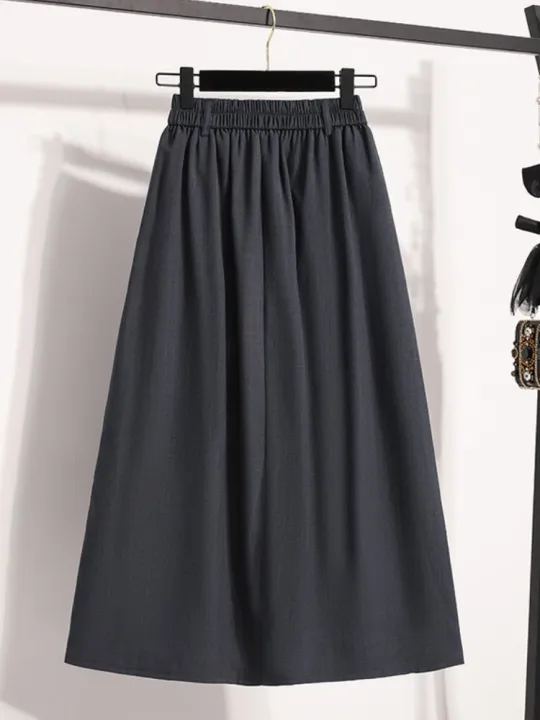 2026%20Plus%20Size%20Skirts%20Solid%20Versatile%20Medium%20Length%20Pleated%20Skirt%20A-Line%20Maxi%20Gown%20Spring%20Autumn%20New%20Half-length%20Umbrella%20Skirt%20-%20Image%205