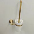 Hardware Retro Bathroom Pendant, White Ceramic Cup, Brass Handle, Toilet Brush Rack, Suitable for Bathroom Decoration. 