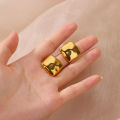 Stainless Steel Square Stud Earrings For Women Gold Plated Geometric Earring 2024 Trendy Weeding Jewelry Accessories Gift. 
