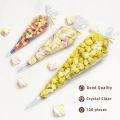50/100pcs Cone Treat Bags, DIY Candy Bags, Clear Cellophane Bags with Twist Ties for Treats, Popcorn, Candy, Party Favors.