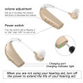 Noise Reduction Sound Amplifier BTE Hearing Aid Single Piece Rechargeable For Deafness. 