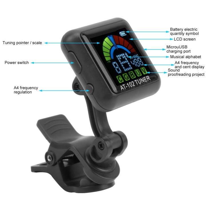 Aroma%20Guitar%20Tuner,%20Violin%20Tuner%20Guitar%20Clip%E2%80%91on%20Tuner%20USB%20Rechargeable%20Built%E2%80%91in%20Battery%20Violin%20Ukulele%20Tuner%20AT%E2%80%91102%20Black%20-%20Image%203