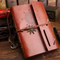 Retro Notebook Traveler Diary Leather Soft Cover Small Size 13x9cm Replaceable Kraft Paper Inner Notebooks & Notepads. 