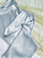 Solid Satin Pajama Set Draped Collar Cami Top Elastic Waistband Pants Women's Sleepwear Loungewear.