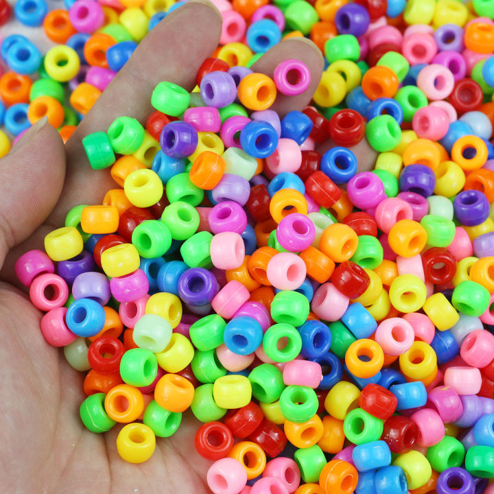 100/400pcs%206x9mm%20Solid%20Color%20Large%20Hole%20Pony%20Beads%20DIY%20Jewelry%20Making%20For%20Friendship%20Bracelets%20&%20Hair%20Braids%20Craft%20Supplies%20-%20Image%205