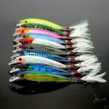 10pcs Larser Minnow Fishing Lures Set Catch Bass Faster with Feather Hook Artificial Bait Crankbait 9cm/7g.