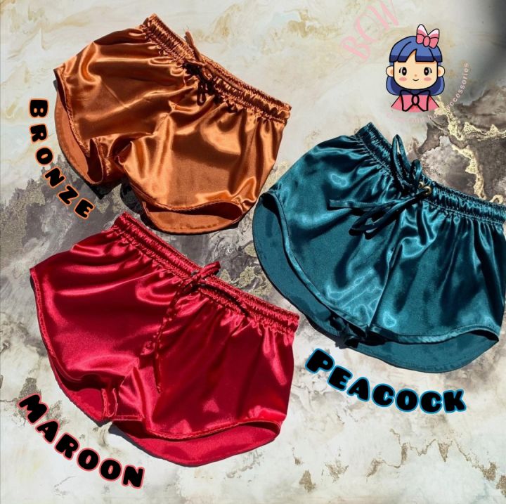 Silk Night Shorts For Girls P67 Silk Short With Net Bra Night Wear