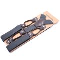 Men Women Adult Vintage Suspenders Leather Trimmed Button End Y Back Adjustable Elastic Trouser Braces Straps Belt. 