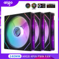 Aigo AS14 140mm Fan Argb Pc Case Ventiladores 4PIN PWM 5V-3PIN Cpu Water Cooler Gabinete Gamer Cooling Kit Fans Rgb Ventilador. 