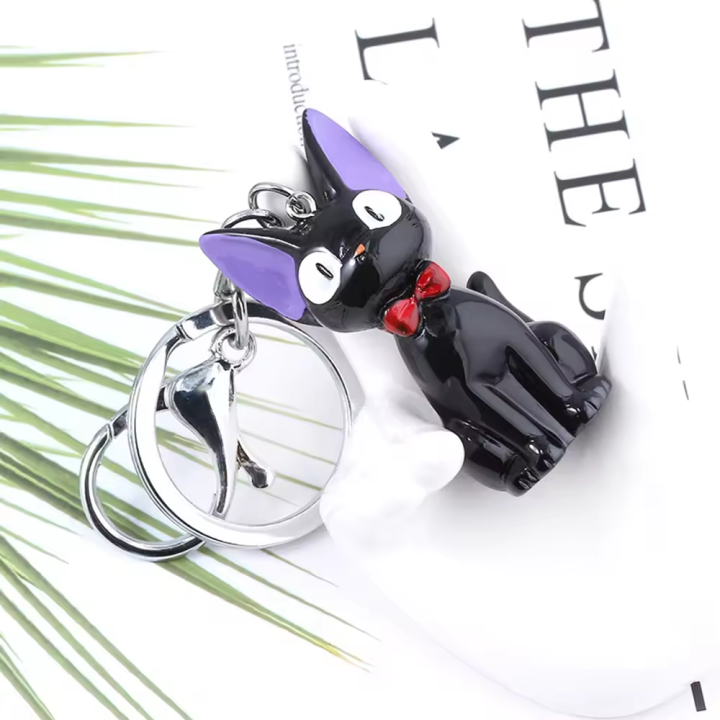 Anime Cartoon Cute Black Cat Keychain Backpack Car Charms Trendy Alloy Accessories Keyrings Jewelry s for Men Women