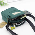 Simple men's crossbody bag in solid color multi-layer zipper nylon single shoulder mobile phone bag daily wallet replacement.