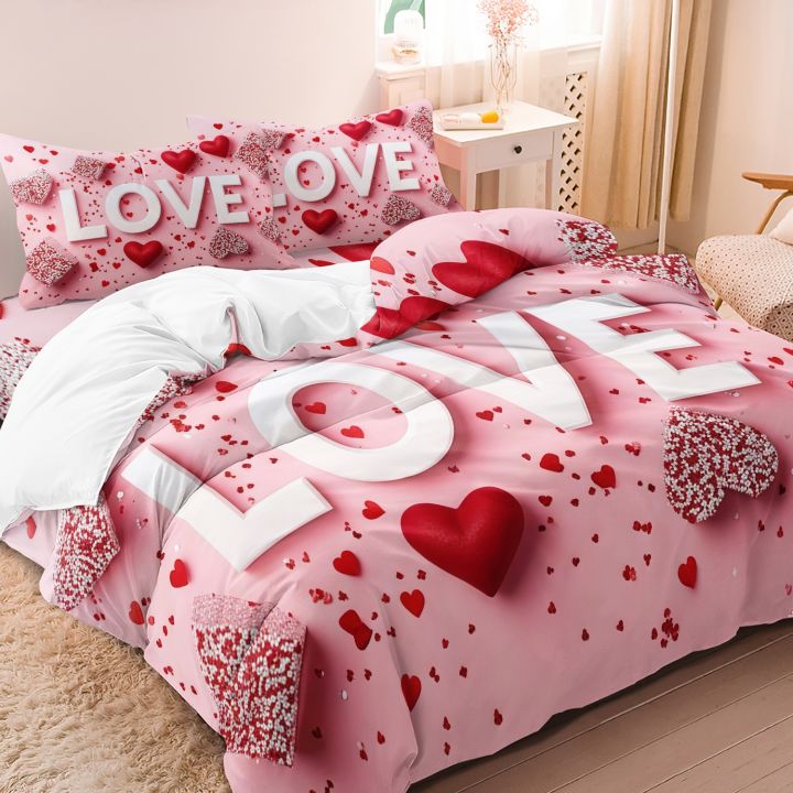 3Pcs%20Romantic%20Love%20Letter%20Red%20Rose%20Flower%20Pattern%20Bedding%20Set%20Included%201%20Duvet%20Cover%20&%202%20Pillowcases%20For%20Home%20Dorm%20Hotel%20Decor%20-%20Image%205