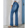Women Fashion Slim Fit Jeans Hot Sale Girls High Waist Casual Denim Trousers Lady Classic Stretch Thin Bell Bottom Pants. 
