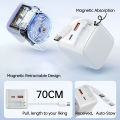 30W GaN Charger Retractable Cable Type-C USB Fast Charging Adapter For iPhone Xiaomi Tablet Laptop Portable Travel Charger. 