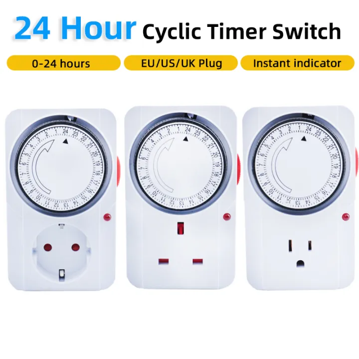 24 Hour Cyclic Timer Switch EU/US/UK Plug Timing Socket Programmable ...