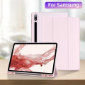 Flip Leather for Samsung Galaxy Tab S10 S8 Ultra 14.6 S8 S7 Plus S7 FE 12.4 S7 S8 11 S6 Lite Silicone with Pen Slot Tablet Cover.