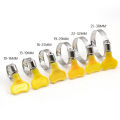 5/10pcs 8-44mm Adjustable Yellow Plastic Handle Hand Twist Hose Clamps Worm Driving  201 Stainless steel Pipe Clips For Tube. 