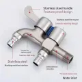 Stainless Steel Faucet Double Outlet Dual Control Water Tap One in Two Out Faucet 1/2" Bidet Faucets Bathroom Accessories. 