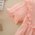 Summer female infant pink short-sleeved solid color Romper and headgear two-piece set sweet and cute. 