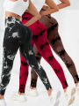 Tie Dye Seamless Leggings for Women High Waist Yoga Pants Scrunch Butt Lifting Elastic Tights Wide Waistband Sports Leggings.