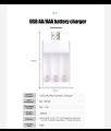 3-slot portable charger for AA and AAA rechargeable with USB port Great Performance Battery Charger For AA AAA Batteries 3 Ports Battery Charger With USB Plug - white. 