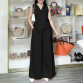 Summer Pants Sets ZANZEA Office Women Oufits Elegant Sleeveless Vests Tops Wide Leg Trousers Suits 2PCS Solid OL Work Tracksuit. 