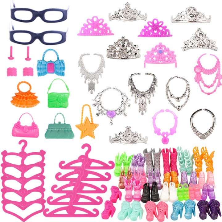 45%20Item/Set%20Doll%20Accessories=5*Doll%20Clothes%20Dress+40*Doll%20Accessories%20Doll%20Shoes%20Boots%20Necklaces%20Glasses%20Hangers%20For%2030CM%20Doll%20-%20Image%203