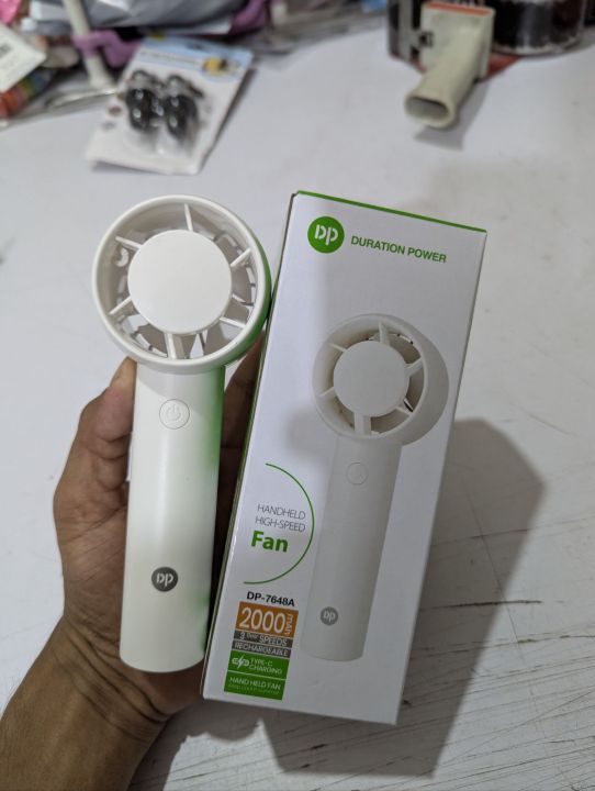 Portable%20DP-7648A%20Handheld%20High%20Speed%20Fan%202000mAh%20Rechargeable%20Battery%203%20Speed%20Settings%20Personal%20Cooling%20Fan%20White%20Minimalist%20Body%20Design%20Ideal%20for%20Travel%20Camping%20Hiking%20Includes%20USB-C%20Fast%20Charging%20Interface%20and%20Desktop%20Stand.%20-%20Image%202