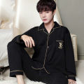 Cotton Men Pajamas Set of Autumn Winter Long-Sleeved Cardigan Plus Size Men Models of Home Clothing Plaid Sleepwear 2PCS/Set. 
