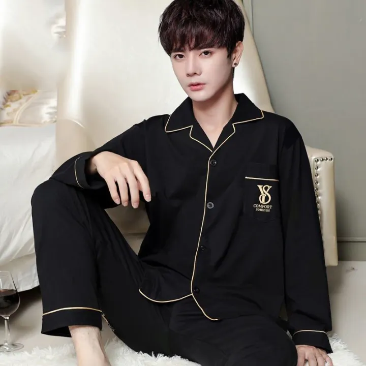 Cotton%20Men%20Pajamas%20Set%20of%20Autumn%20Winter%20Long-Sleeved%20Cardigan%20Plus%20Size%20Men%20Models%20of%20Home%20Clothing%20Plaid%20Sleepwear%202PCS/Set%20-%20Image%204