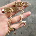 2Pcs Exquisite Metal Cute Deer Clasp Buckle Buckles Bag Purse Hat Decor With Tassel Hardware DIY Leather Craft Accessories.
