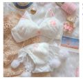 Japanese lolita girls Plush lingerie with underpants no steel ring push-up bra set warm lingerie  underpants suit bralette. 