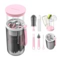 Final Travel Bottle Cleaning Kit - Scalable Silicone Brush with Nipple Cleaner, Built in Drying Rack, Straw Brush, Soap Dispense. 