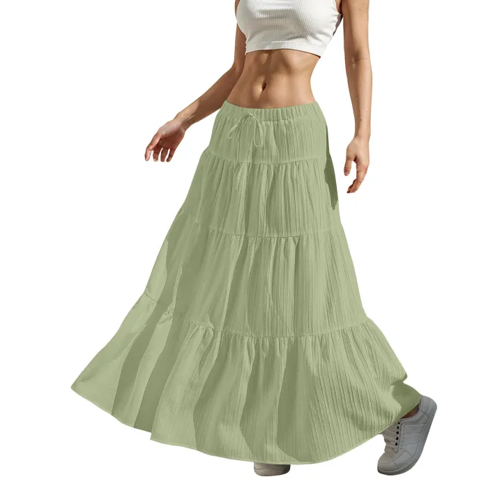 Women's%20Flared%20Ruffle%20Hem%20Maxi%20Skirt%20Fashion%20Women%20Solid%20Long%20Skirts%20Elastic%20Waist%20Elegant%20Long%20Skirt%20Spring%20Summer%20Cake%20Dress%20-%20Image%203