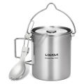 Lixada 750ml Cup Outdoor Stainless Steel Water Cup Mug with Foldable Handles and Lid for Camping Hiking Backpacking. 