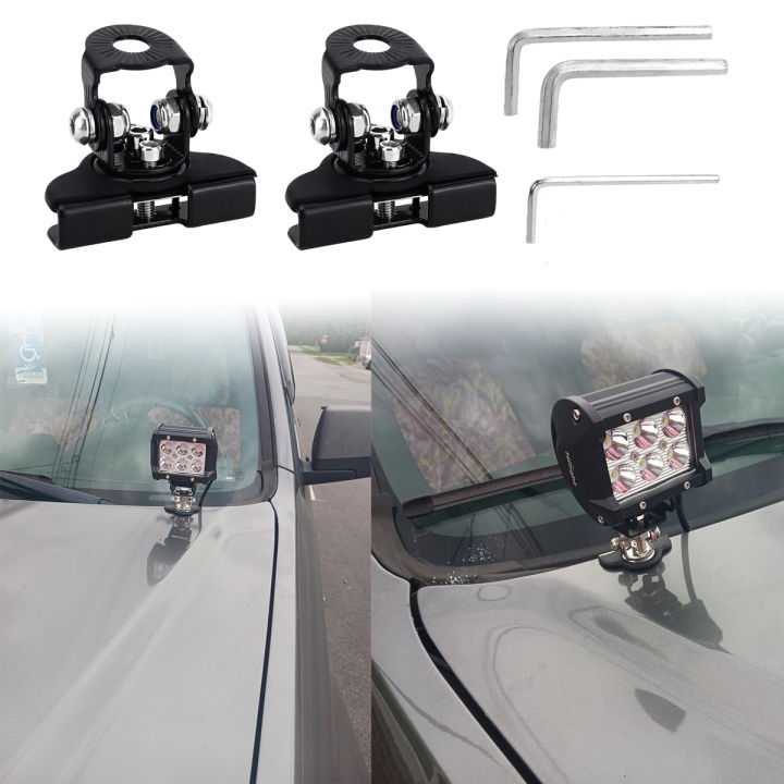 LED Light Bar Mounting Bracket 2PCS Universal Adjustable Pillar Hood Led Work Light Mount Bracket Clamp Holder for Off Road Truc