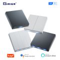 GIRIER Smart Light Switch Wifi Wall Switch Neutral Wire Required Push Button Switch 1/2/3/4 Gang Works Tuya APP Alexa Hey  lightify. 