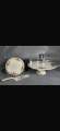 3-Piece Ceramic Cake Stand Set with Glass Dome Cover - Includes Serving Plate & Knife - Floral Design for Parties & Home Décor. 