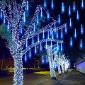 LED Meteor Shower Rain Lights Waterproof Falling Raindrop Fairy String Light for Christmas Holiday Party Patio Decor 30CM. 