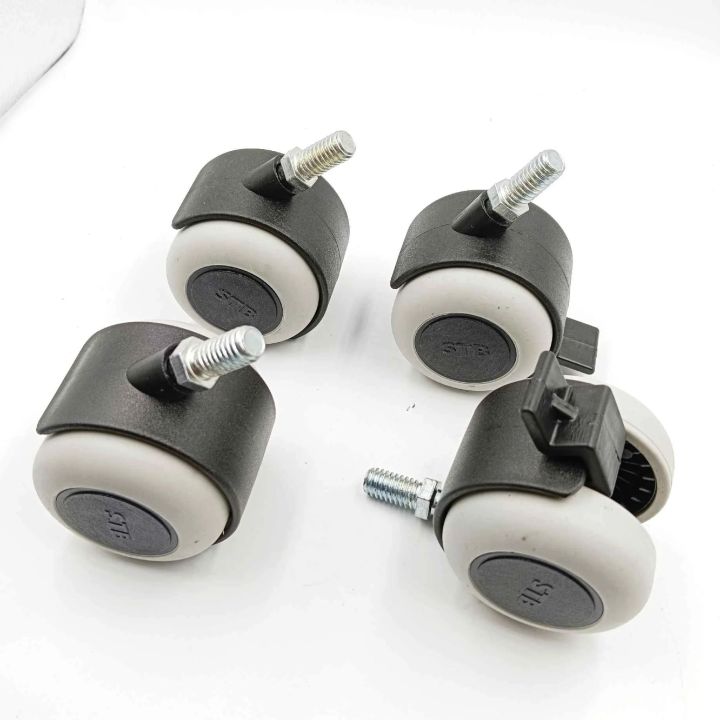 Castor chair Wheel Screw/Thread with lock, Break, Stopper Type Nylon for Office Chair table wheels Set of 4 Heavy Duty Caster Load Capacity- 200 kg.